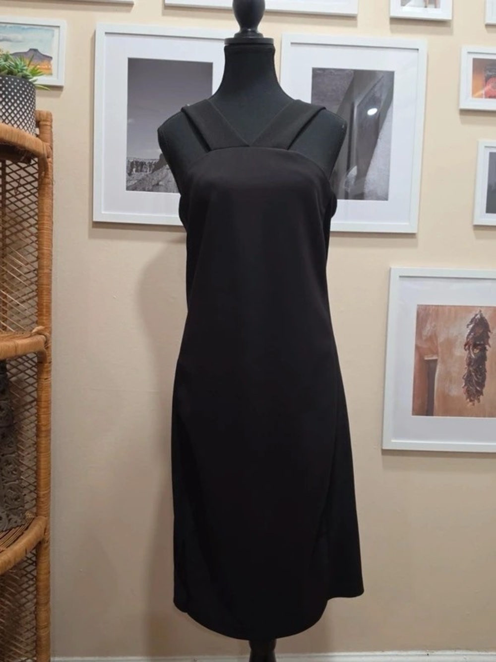 Minimalist Black Maxi Dress with Square Neck